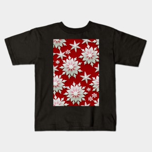 Christmas Seamless Pattern - Snowflakes on red #2.4 Kids T-Shirt